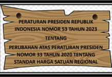 Peraturan Presiden (PERPRES) Nomor 53 Tahun 2023 tentang Perubahan atas Peraturan Presiden Nomor 33 Tahun 2020 tentang Standar Harga Satuan Regional